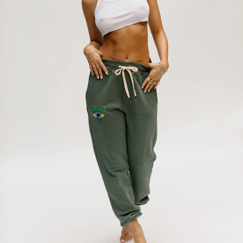 NSF Jacquie Aiche Down to Earth Sweatpants Large Green Protective Tribe Eye $225